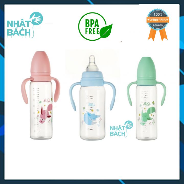 Bình sữa cổ hẹp aki nhựa pp 180ml - 240ml