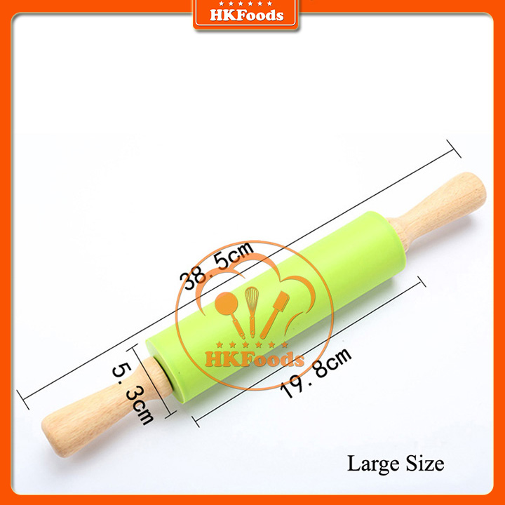 Cán lăn bột silicon/rolling pin có trục xoay 38cm