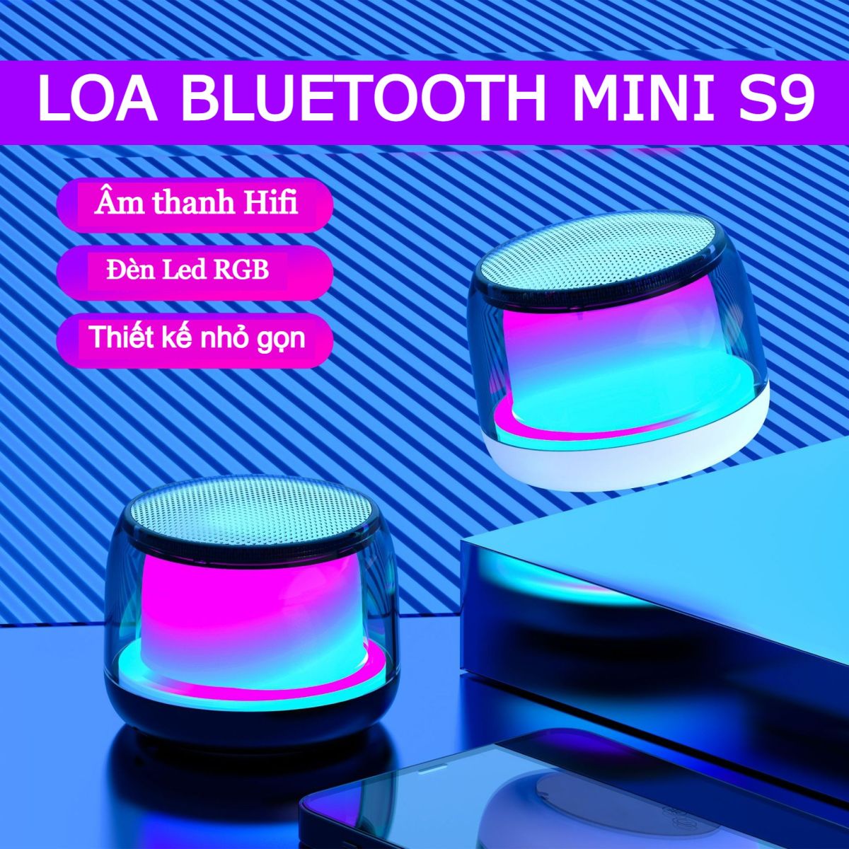 Loa bluetooth mini có đèn led S9, Loa blue tooth nhỏ gọn, loa bỏ túi bass mạnh, âm trầm cực chất, siêu sale giảm giá trong tháng