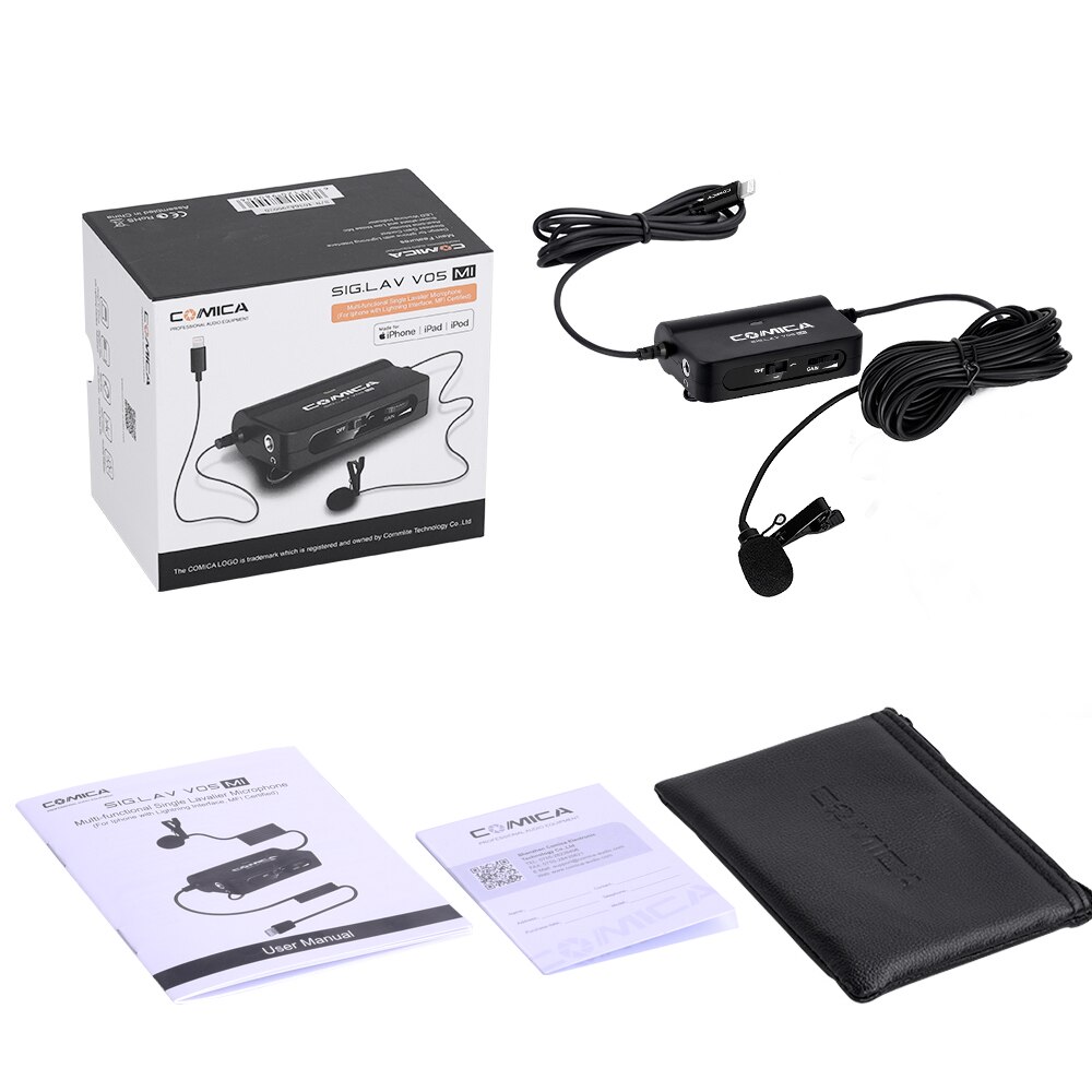 Micro cài áo có dây thu âm cổng lightning cho iPhone Comica CVM-Sig.Lav V05 MI