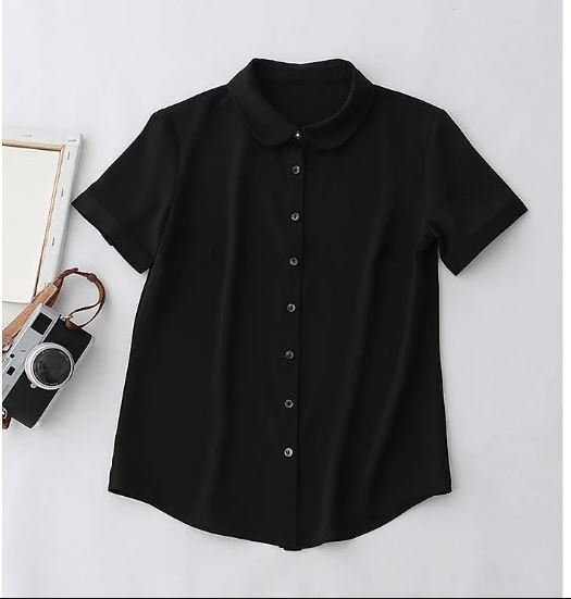 Áo sơ mi nữ kiểu tay ngắn cổ xinh xắn