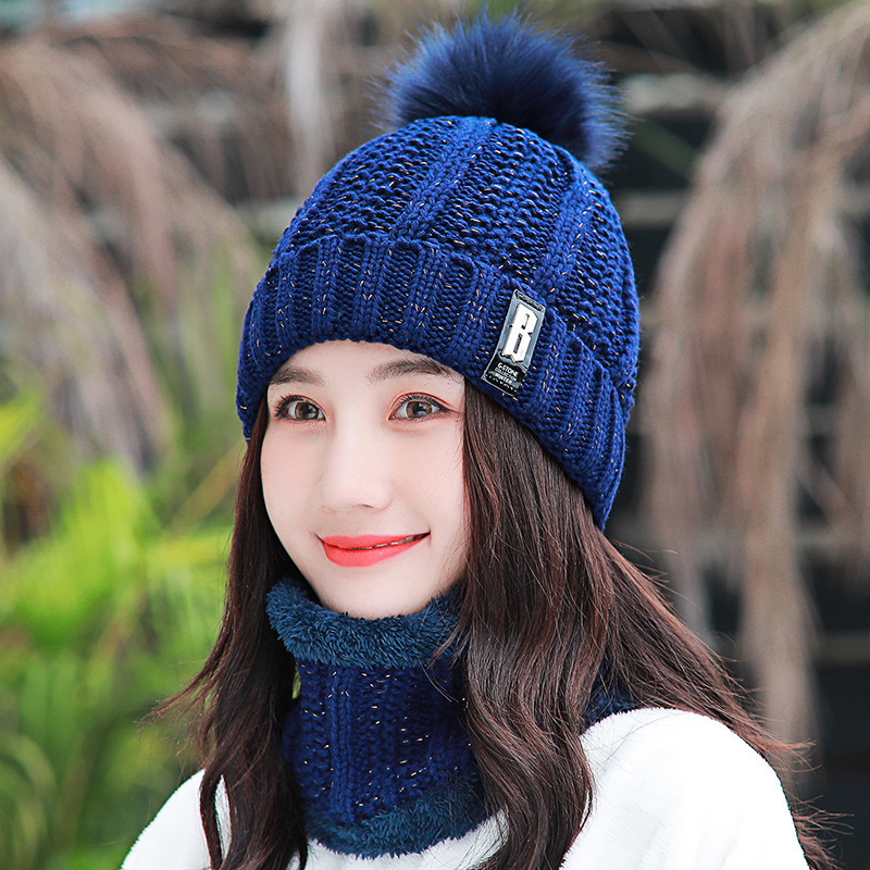 Cotton knitted hat and warm towel suit B-style Korean and cute RQN2391 - REQUANE