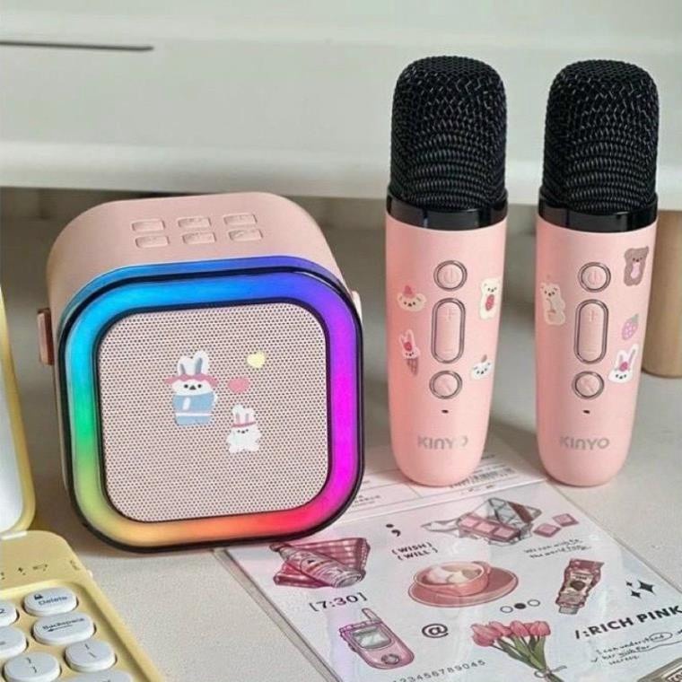 Loa Karaoke Mini Bluetooth K12 Kèm 2 Micro Đèn Led