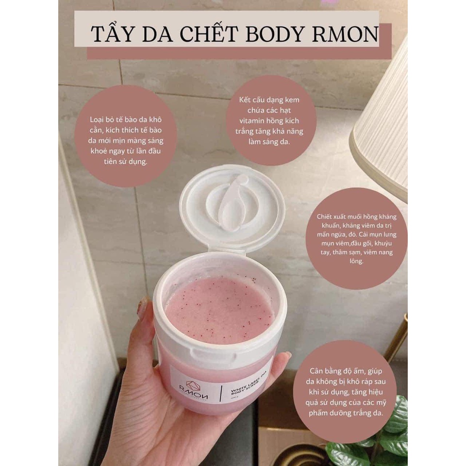 Tẩy Tế Bào Chết Body Rmon White Label Dia Body Scrub (Hũ 400g)