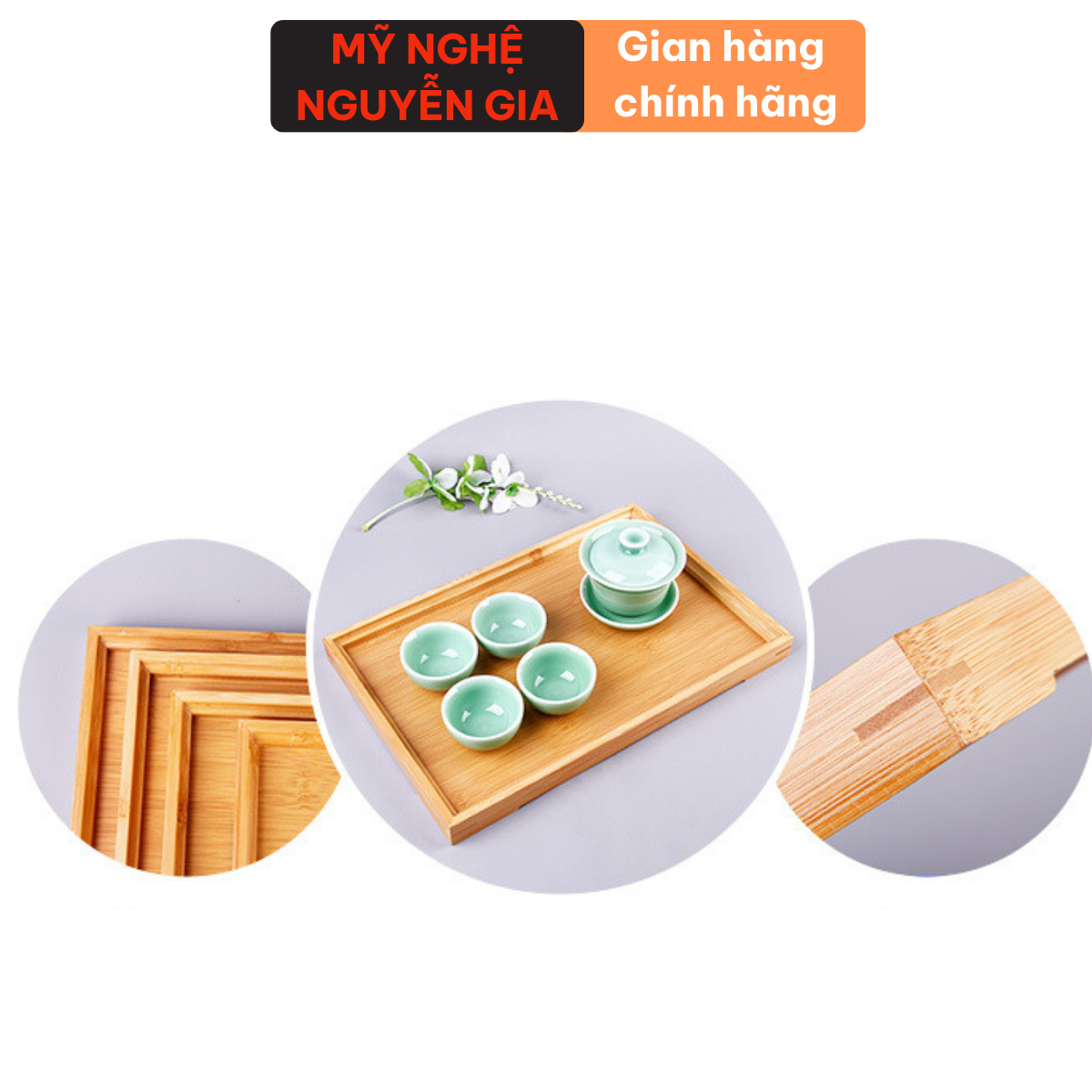 Khay gỗ tre decor đựng trà bưng bê đồ ăn đa năng