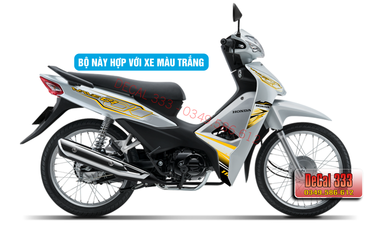 Tem Rời WAVE ALPHA 110 VÀNG TRẮNG - DÁN XE TRẮNG - 831004 (Tem chế 3 lớp cao cấp)