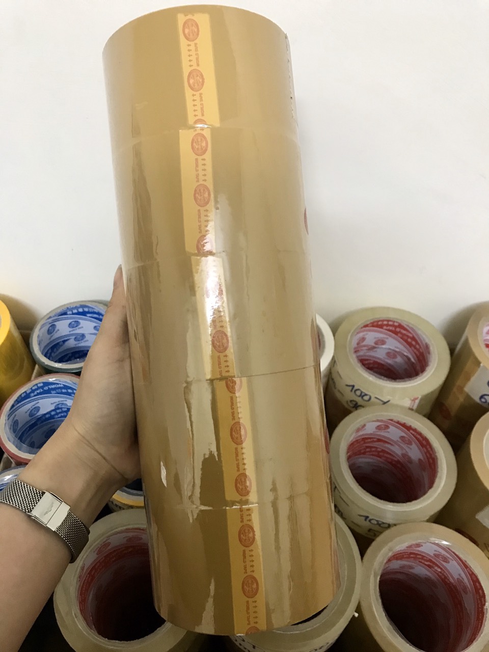 Lốc 5 cuộn băng keo trong/đục 6cm x 100y, dính tốt