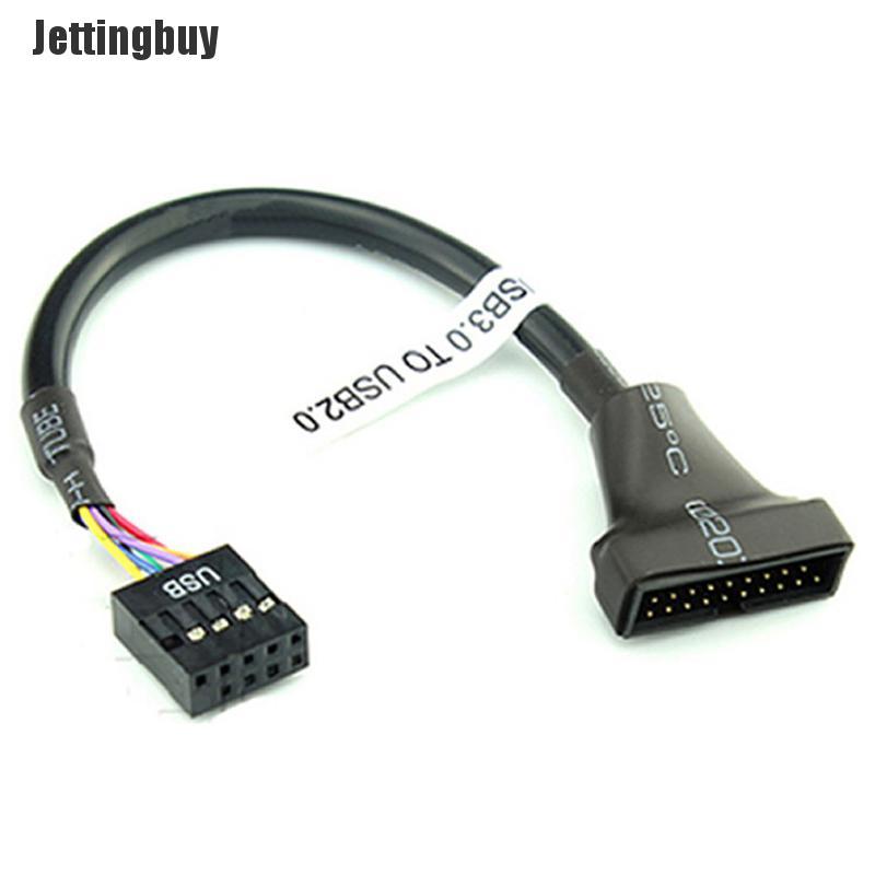 Jettingbuy 19/20 pin usb 3.0 female to 9 pin usb 2.0 male motherboard header adapter cord