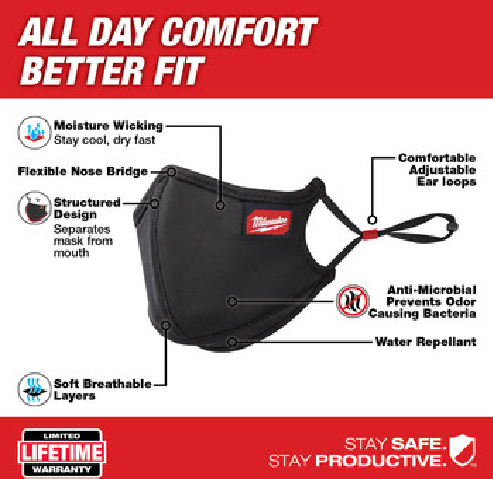 < MUA 2 TẶNG 1>Khẩu trang vải màu đen Milwaukee 48-73-4237