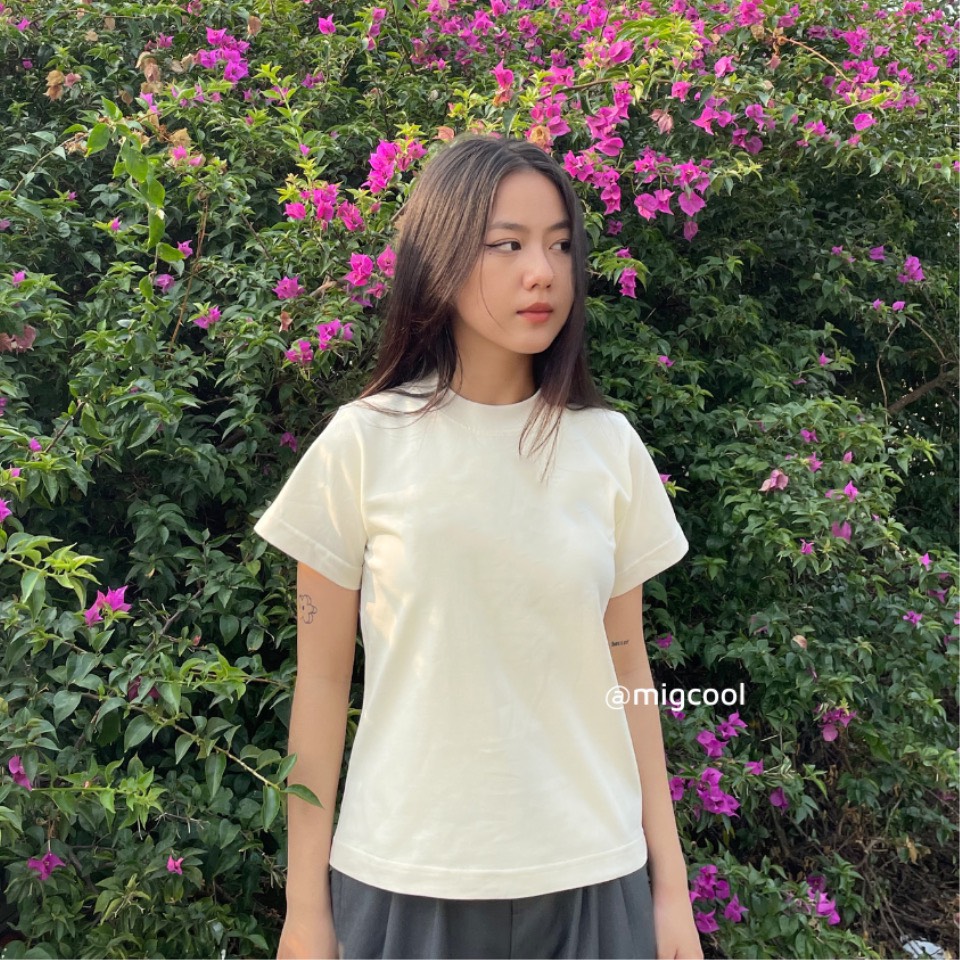 Áo Baby Tee trơn BASIC x MIGCOOL, áo thun nữ basic 100% cotton