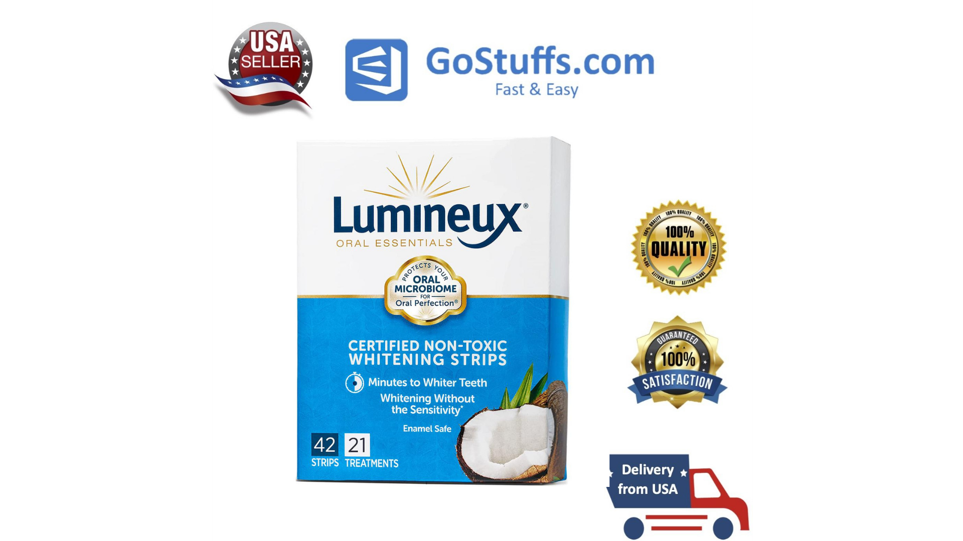 [Hàng Mỹ] Miếng dán trắng răng Lumineux Oral Essentials Teeth Whitening Strips