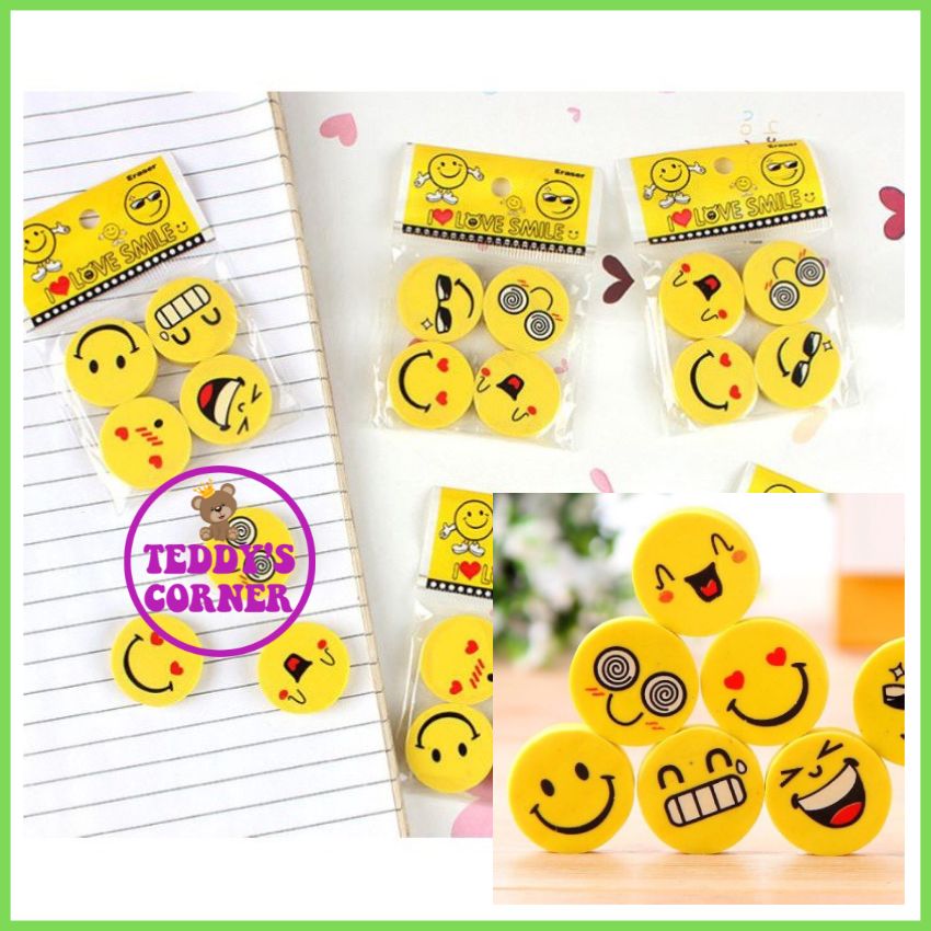 Túi Gồm 4 Viên Tẩy Mặt Cười (Tẩy Hình Mặt Cười); TEDDY CORRNER