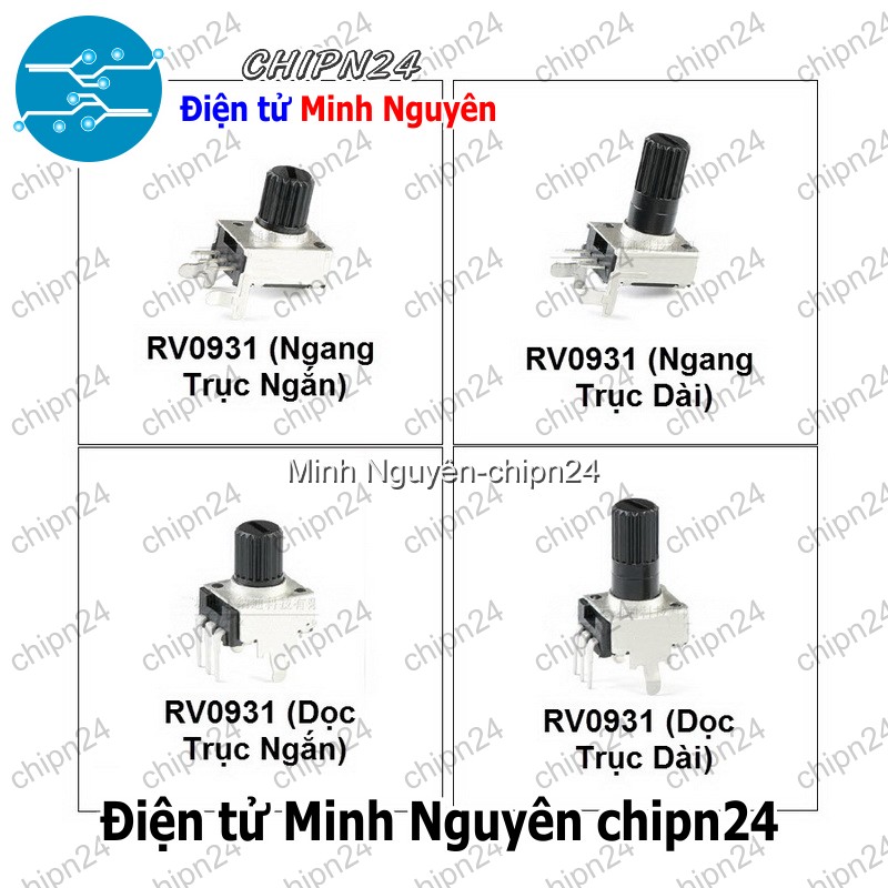 [4 con] (F170) Biến trở RV09 Dọc Trục Ngắn (1K/2K/5K/10K/20K/50K/100K RV0931 Trục 7.5MM) - [Chọn Loại] - HHH.00490