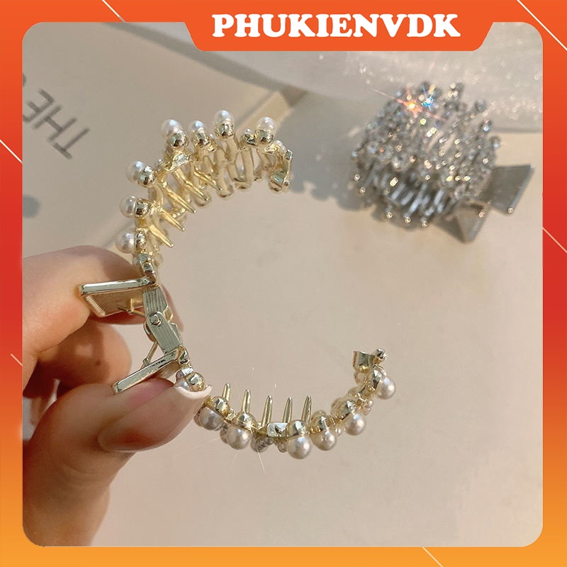 Kẹp tóc cuộn tròn đính đá lấp lánh sang chảnh KT10