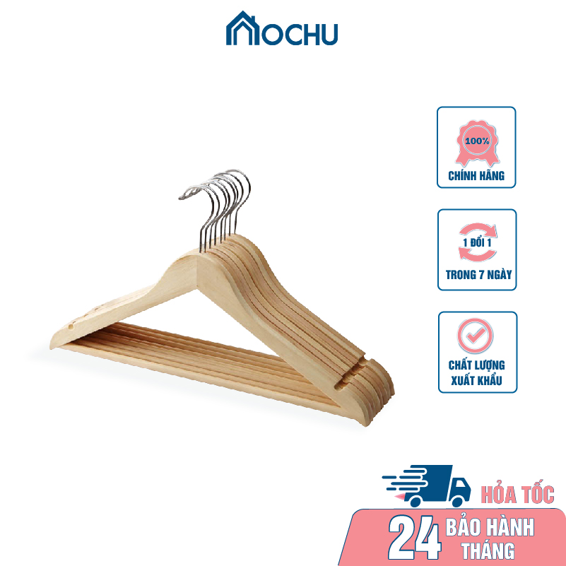 Combo 10 Móc Gỗ Treo Quần Áo OCHU