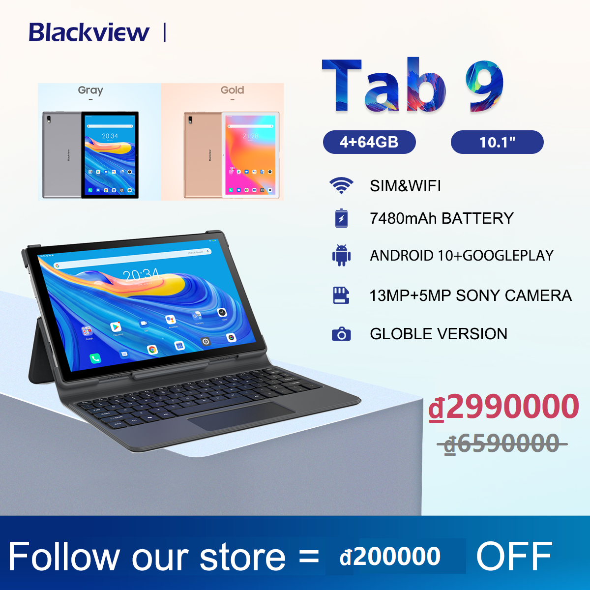 Blackview Tab 9 10.1 Android 10 Tablet 1920x1200 Octa Core 4GB RAM 64GB