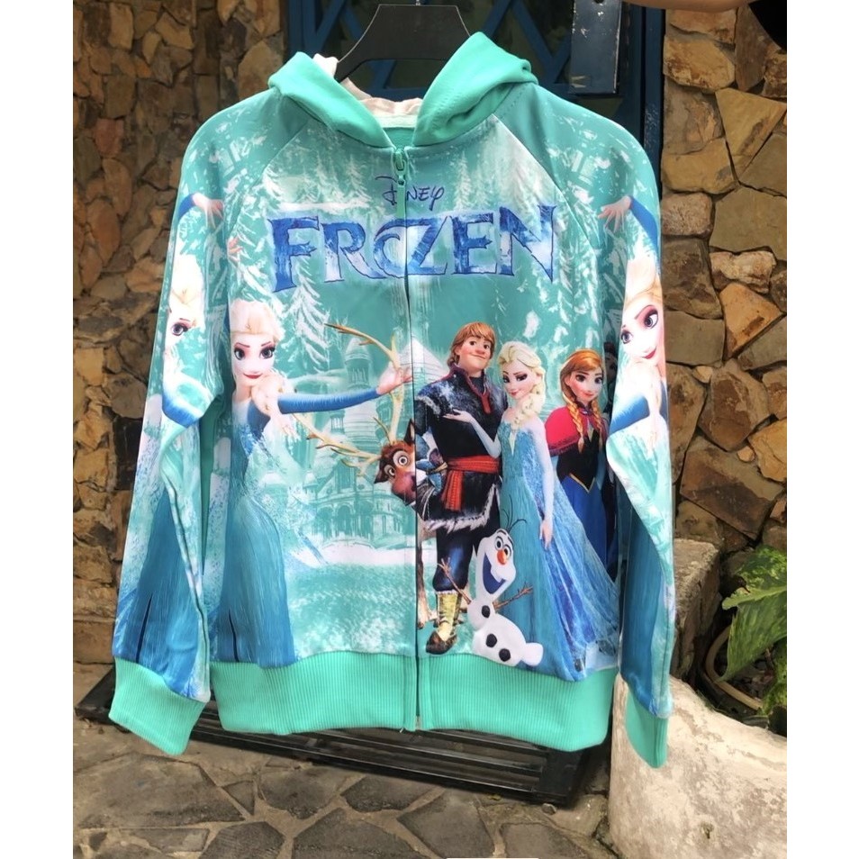 [HCM][chính hãng] Áo Khoác Bé Gái Elsa Anna Thun Cotton Hình In 3D Cho bé 10-45kg
