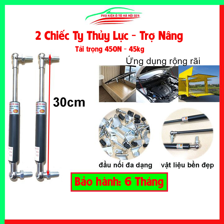 Bộ 2 ty thủy lực, ben hơi dài 30cm chịu lực 450N-45kg/1 cây chống nắp capo, cốp ô tô, cánh cửa công nghiệp trợ nâng, trợ lực tốt