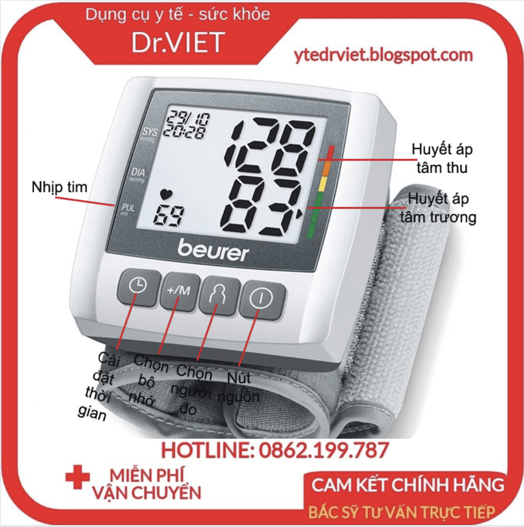 Máy đo huyết áp cổ tay điện tử BEURER BC30 Chính hãng- Nhập khẩu Đức, chính xác cao, thiết kế gọn nhẹ dễ dàng thao tác, cảnh báo nhịp tim, thiết kế gọn nhẹ, sử dụng pin, bảo hành 36 tháng ,  đảm bảo tiêu chuẩn WHO