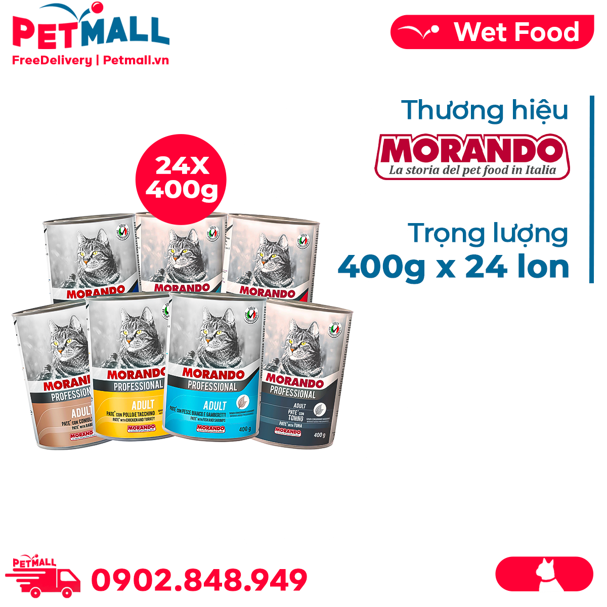 Combo Pate mèo Morando 400g - 24 lon Petmall