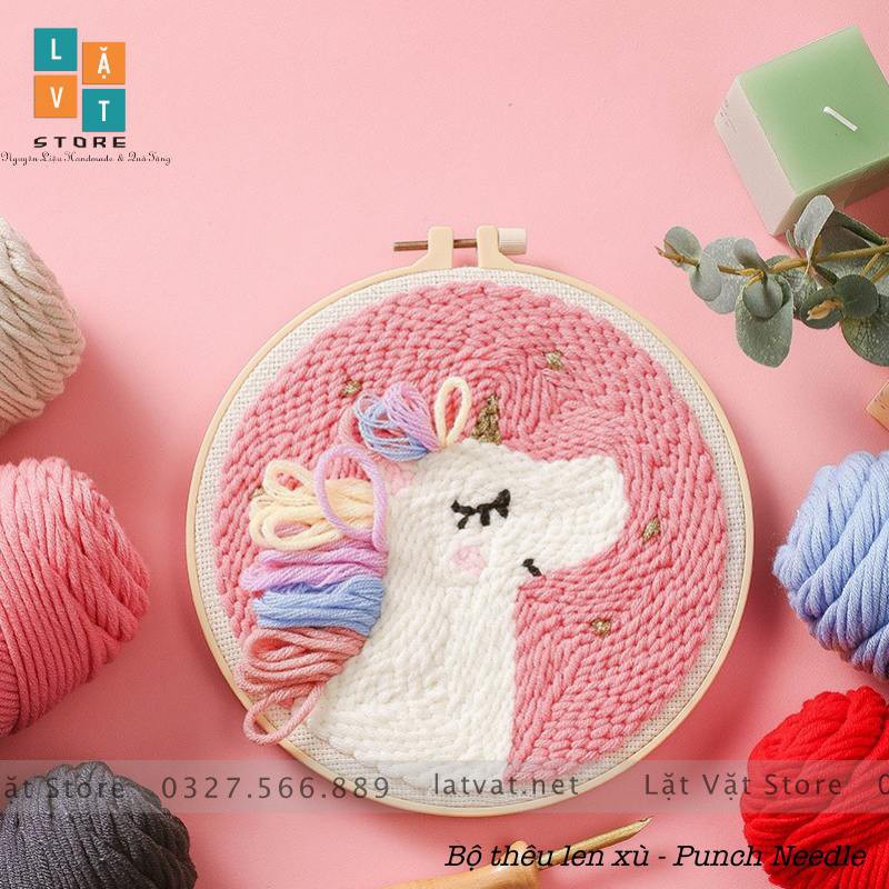 [HCM]Bộ Len Xù Kỳ Lân Mộng Mơ - Punch Needle