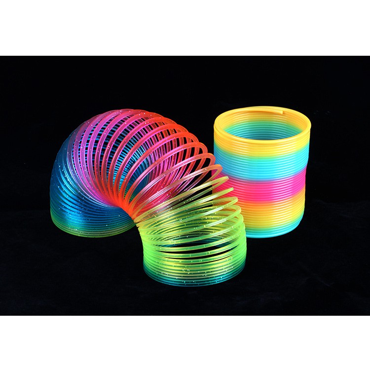 Đồ Chơi Lò Xo Cầu Vồng Nhiều Màu Bằng Nhựa An Toàn Cho Bé 9x9x9cm