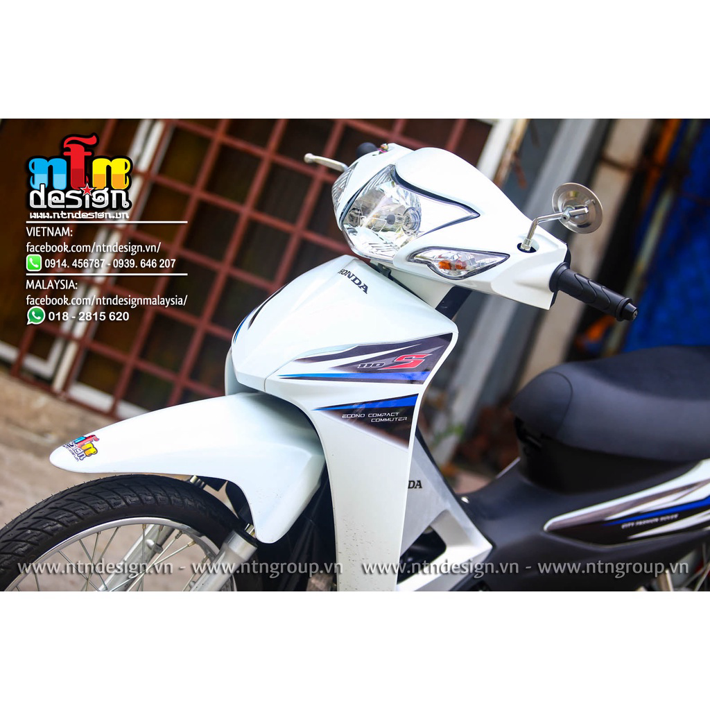 Tem Rời Dán Xe Wave A 110 Mẫu Trắng Đen Xanh