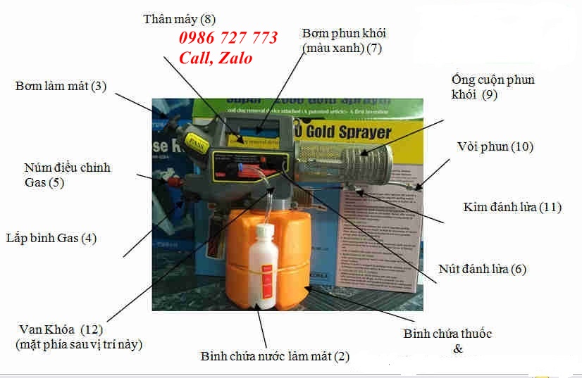 Máy phun khói diệt côn trùng mini chạy ga 2000 Gold