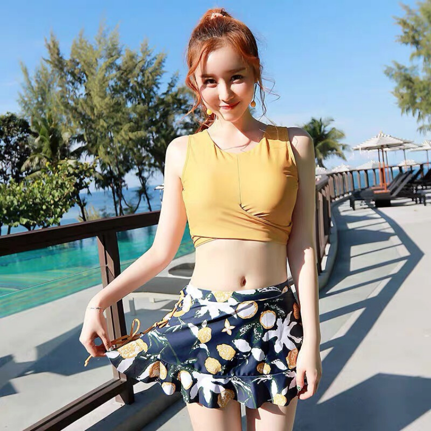 Bộ đồ bơi nữ 3in1 (áo có đệm ngực,có quần bơi, có váy bơi) - Q2077