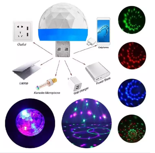 Đèn Led Vũ Trường Mini Cổng Usb Ánh Sáng Tốt + Jack chuyển đổi Android