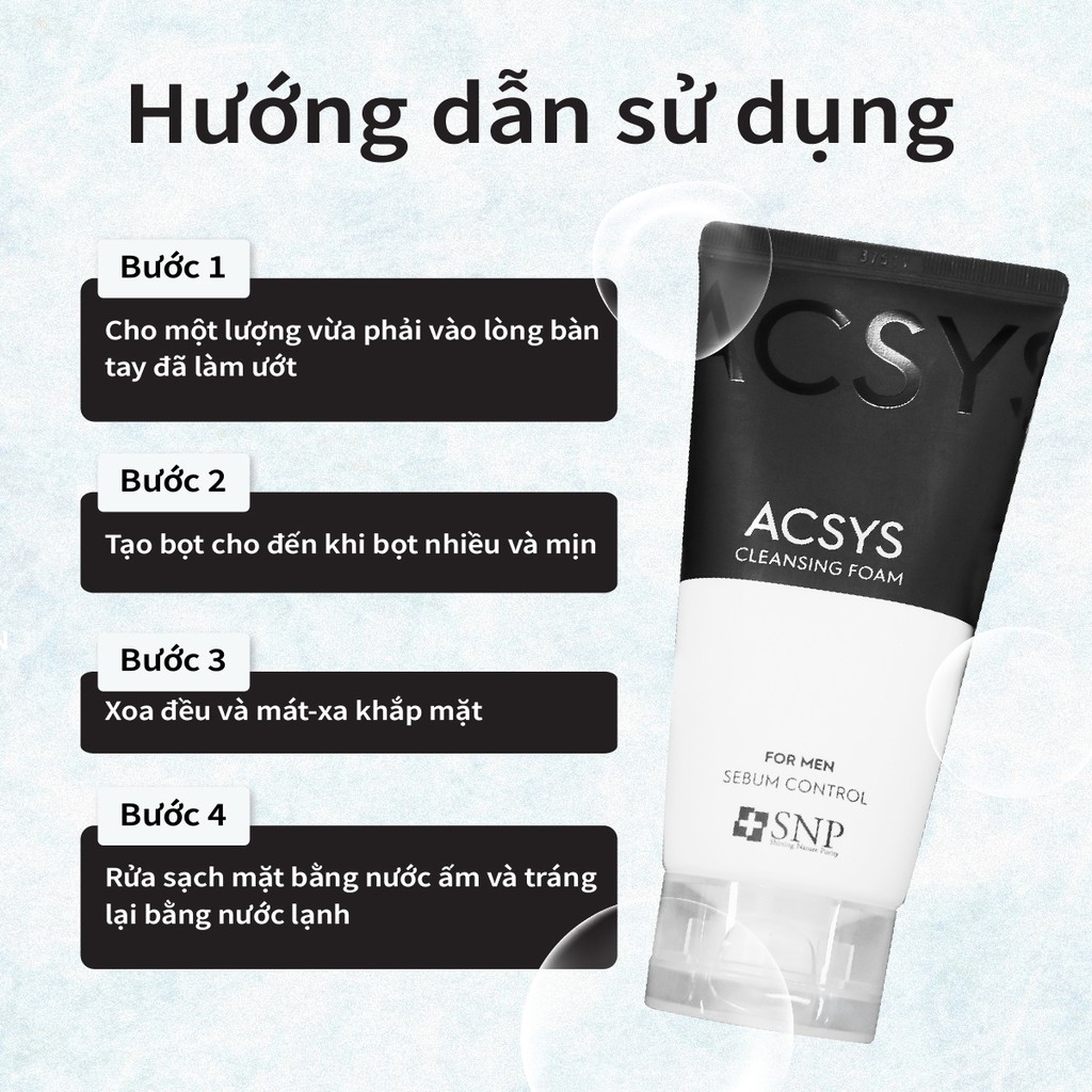 Sữa Rửa Mặt Cho Nam Acsys Cleansing Foam 30Shine 120ml - Ngăn Dầu, Ngừa Mụn, Kháng Khuẩn - Tinh Chất Tràm Trà & Cam Thảo