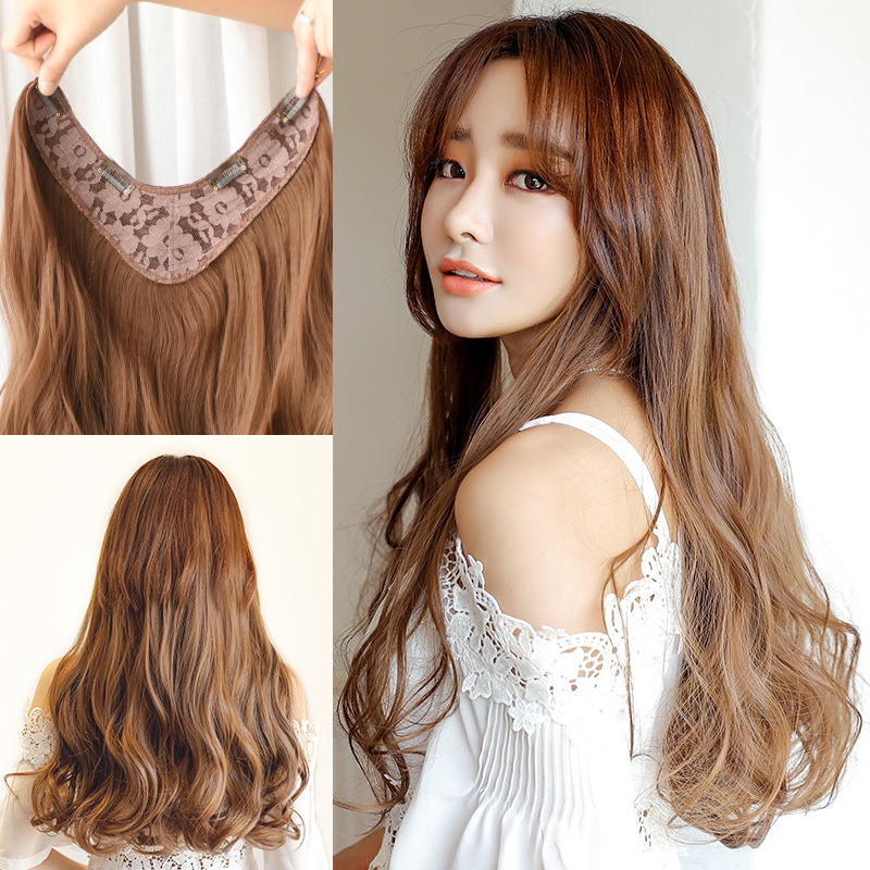 Tóc kẹp V xoăn dài 45cm, tóc giả nữ màu [nâu vàng 2/30]