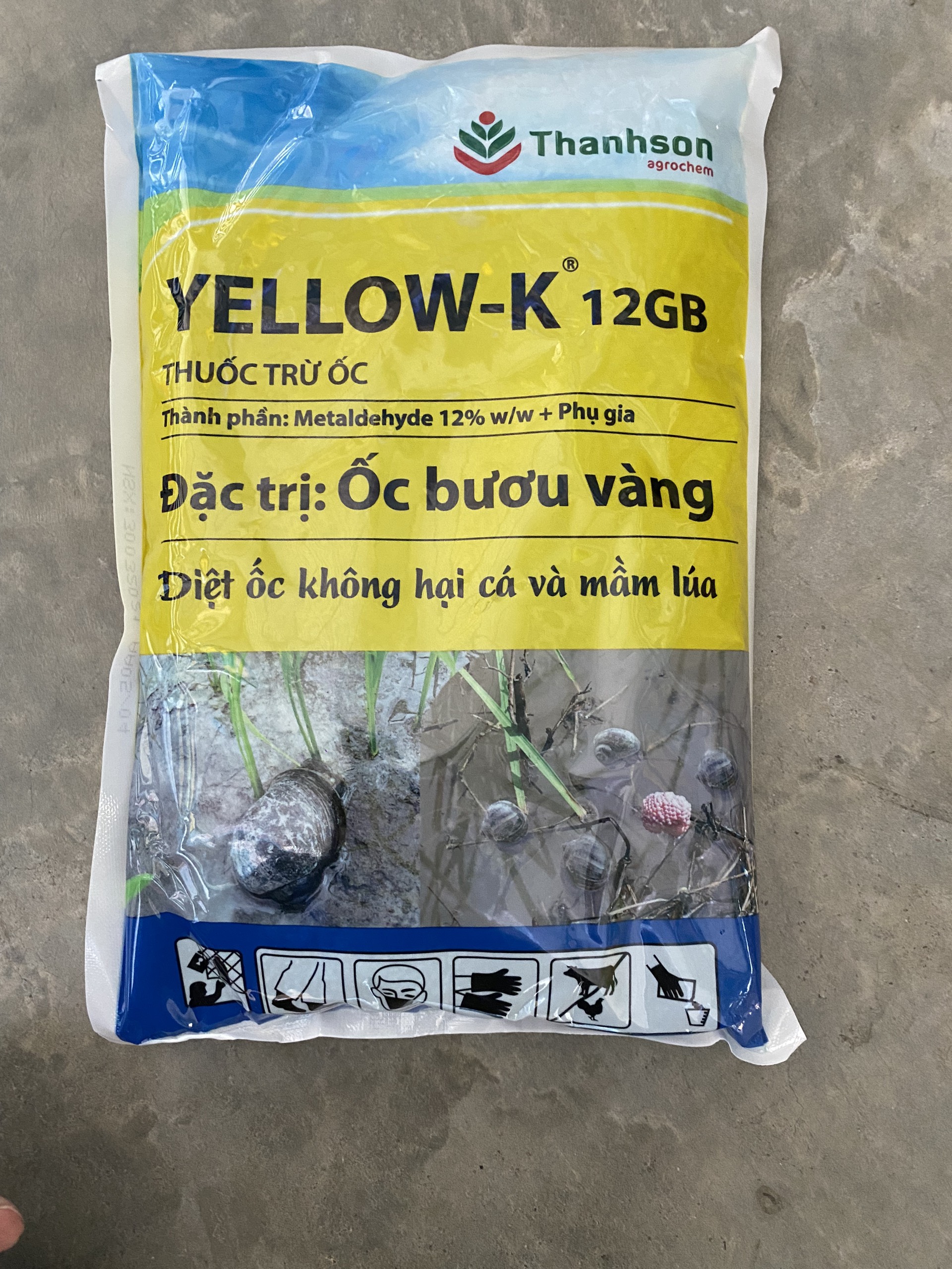 Yellow-K 12GB Thuốc trừ ốc bươu vàng, ốc sên, ốc ma cắn phá lúa, ăn lá cây trồng, hoa kiểng
