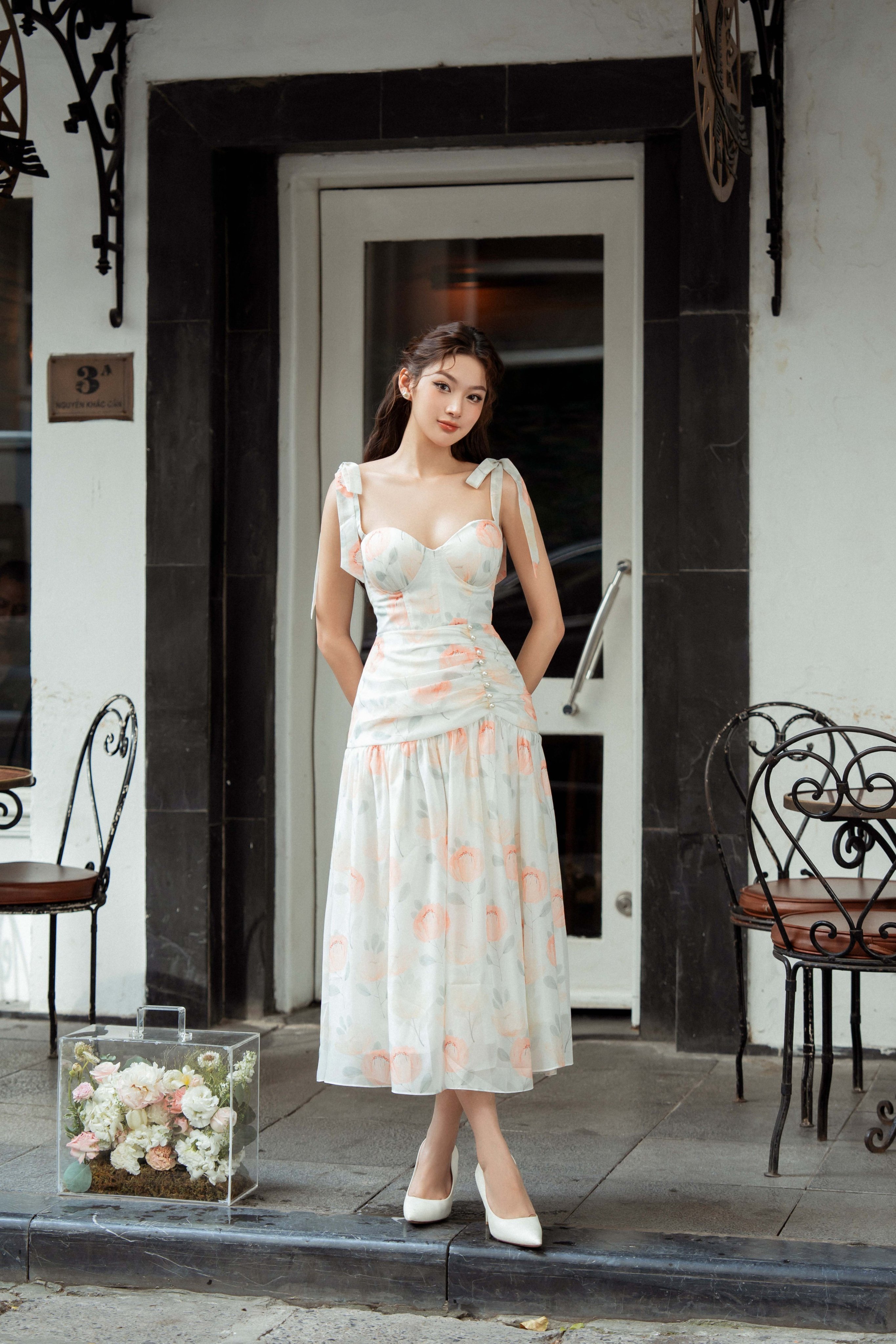 SÒ VINTAGE - CARINA Đầm hoa cột dây vai