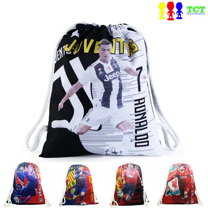 Balo túi rút loại to logo hình cầu thủ bóng đá CR7 Messi Neymar Pogba Salah đựng giày đá bóng(banh), sách vở tài liệu,bóng số 5