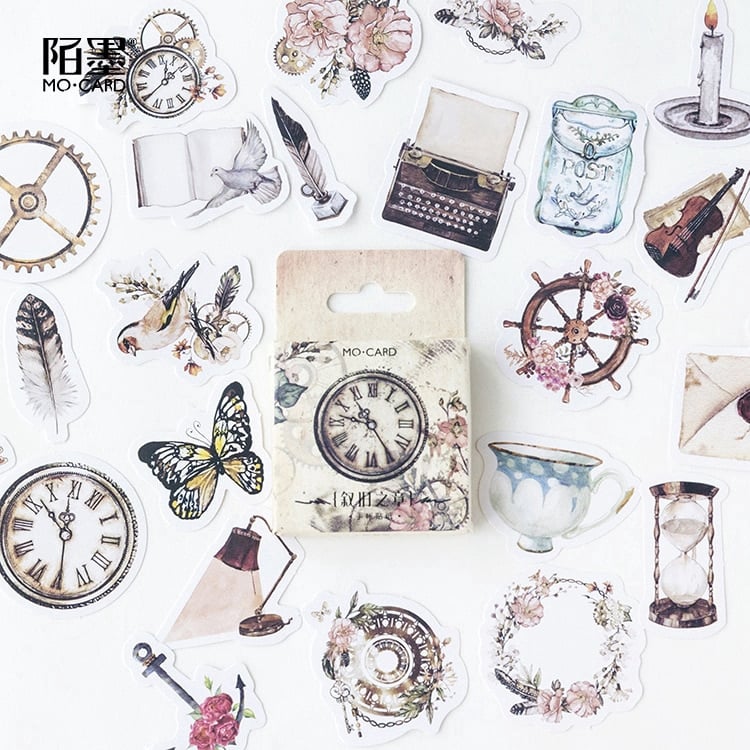 HỘP 45 STICKER ĐỒNG HỒ THỜI GIAN VINTAGE