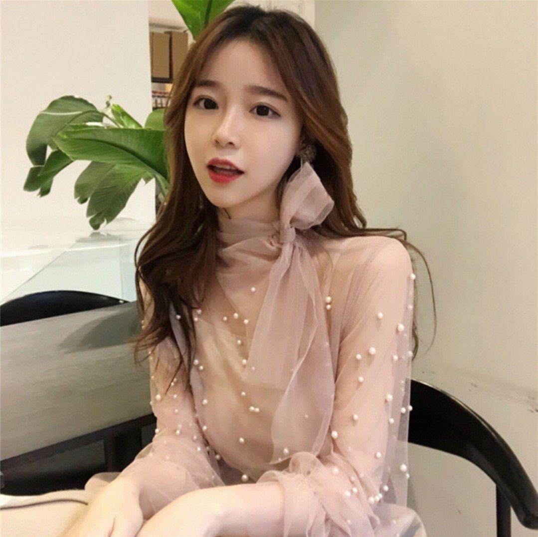 Áo sơ mi ren cột nơ tiểu thư 11318-2 ( MÀU ĐEN )