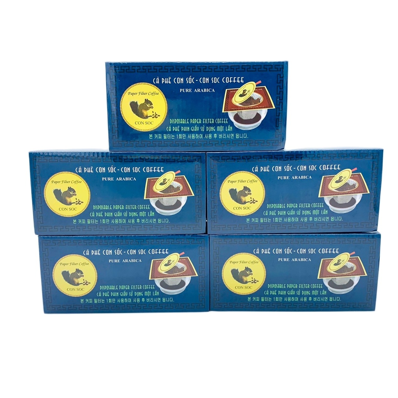 Cà phê con sóc phin lọc giấy hộp xanh( combo 5 hộp)