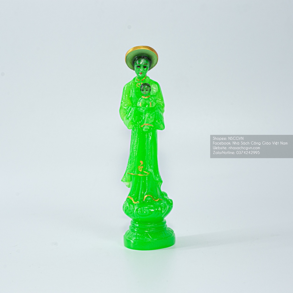 Tượng đức mẹ la vang dạ quang 15cm - tượng mẹ maria để xe ô tô, để bàn ns242 quà tặng công giáo