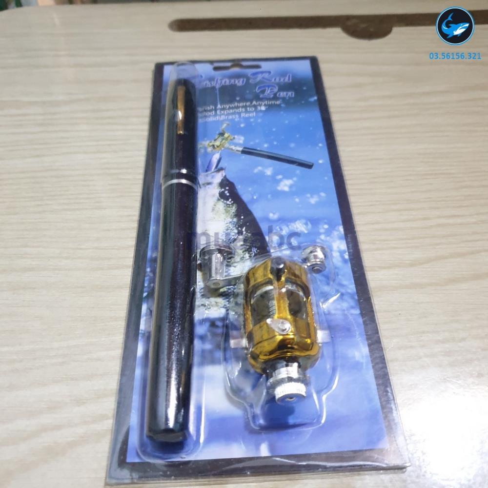 Cần câu cá mini hình cây bút kèm máy ngang