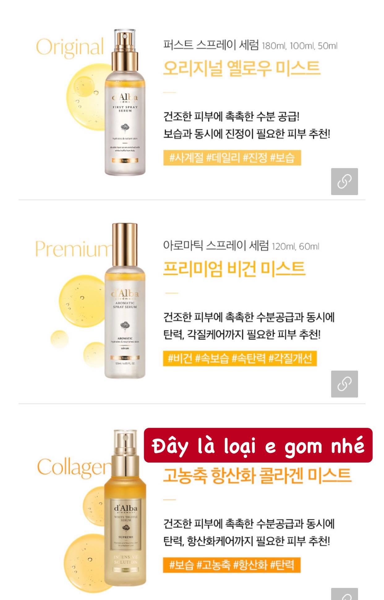 Xịt Khoáng D'Alba White Trufle Serum Supreme 50ml