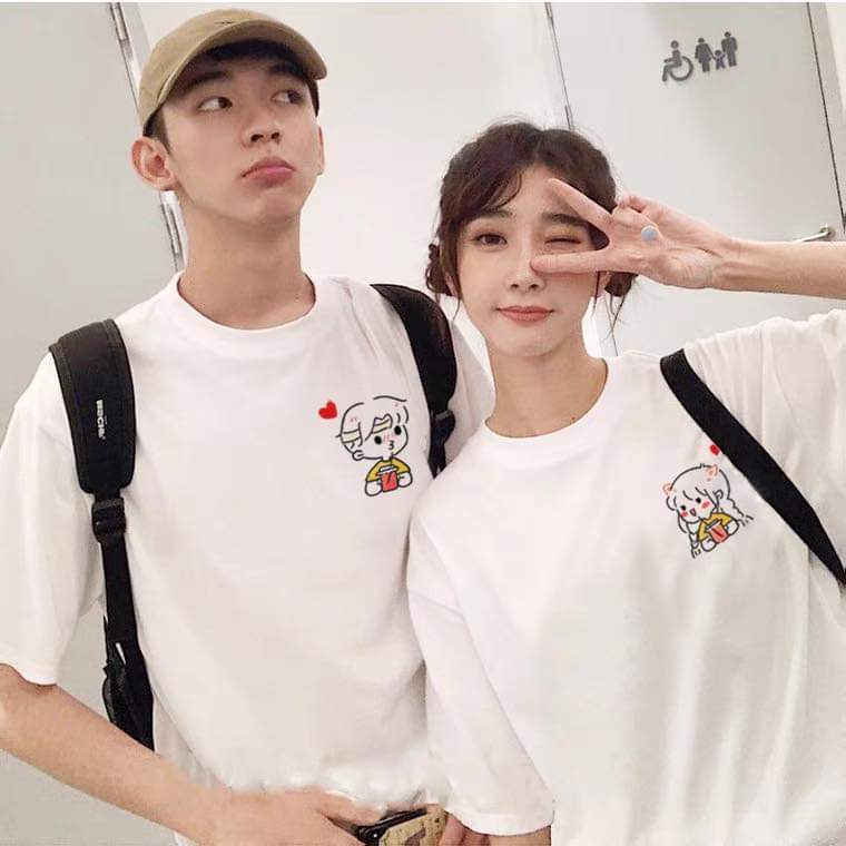 Set áo đôi, áo gia đình in logo cô bé và cậu bé ngộ nghĩnh