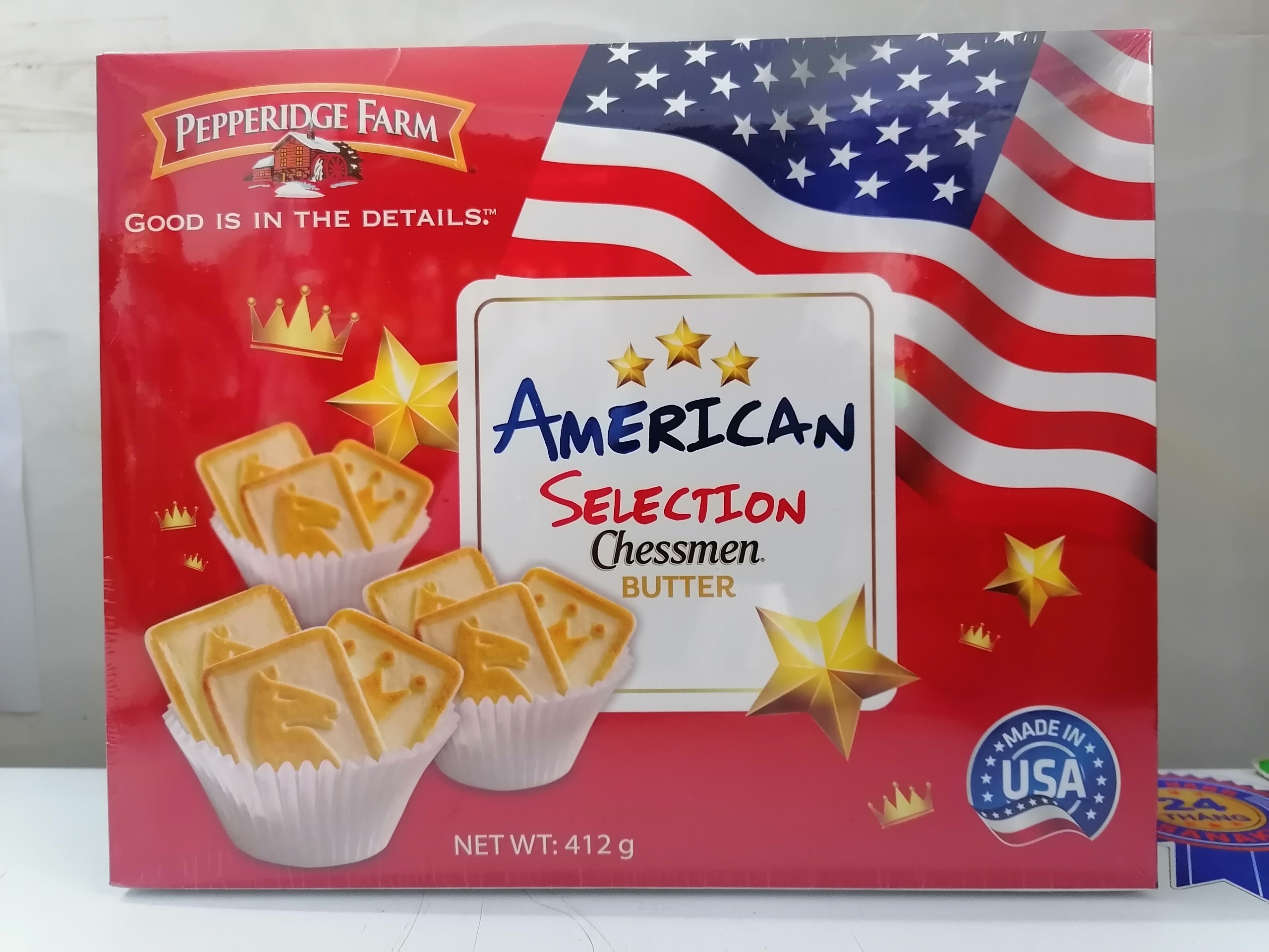[HỘP 412g - CHESSMEN] BÁNH QUY BƠ [USA] PEPPERIDGE FARM Chessmen Butter