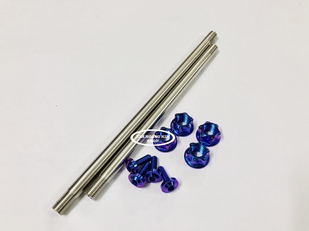 Cặp Cốt INOX 304 Full ốc Titan GR5 Gắn RAIDER (màu Xanh Tím)