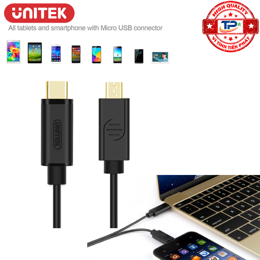 Cáp chuyển USB 3.1 USB Type-C sang Micro USB Unitek Y-C473BK ( USB-C to Micro USB )