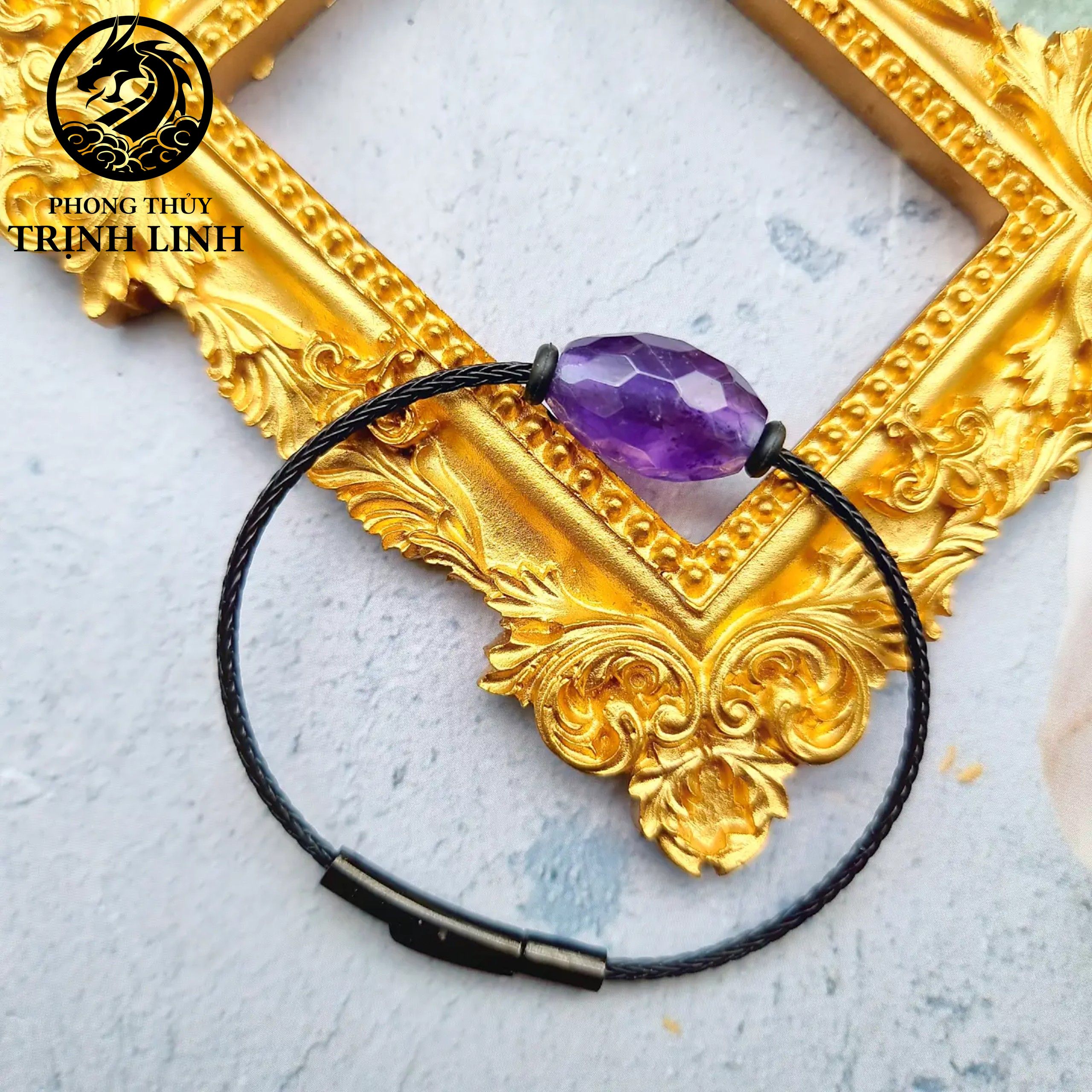 Vòng tay lu thống thạch anh tím giác