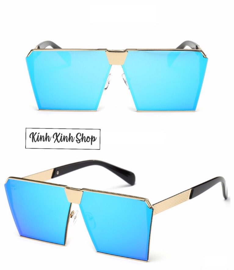 Kính râm Nam Nữ Mắt vuông Oversize Kim loại cao cấp (Nhiều màu)