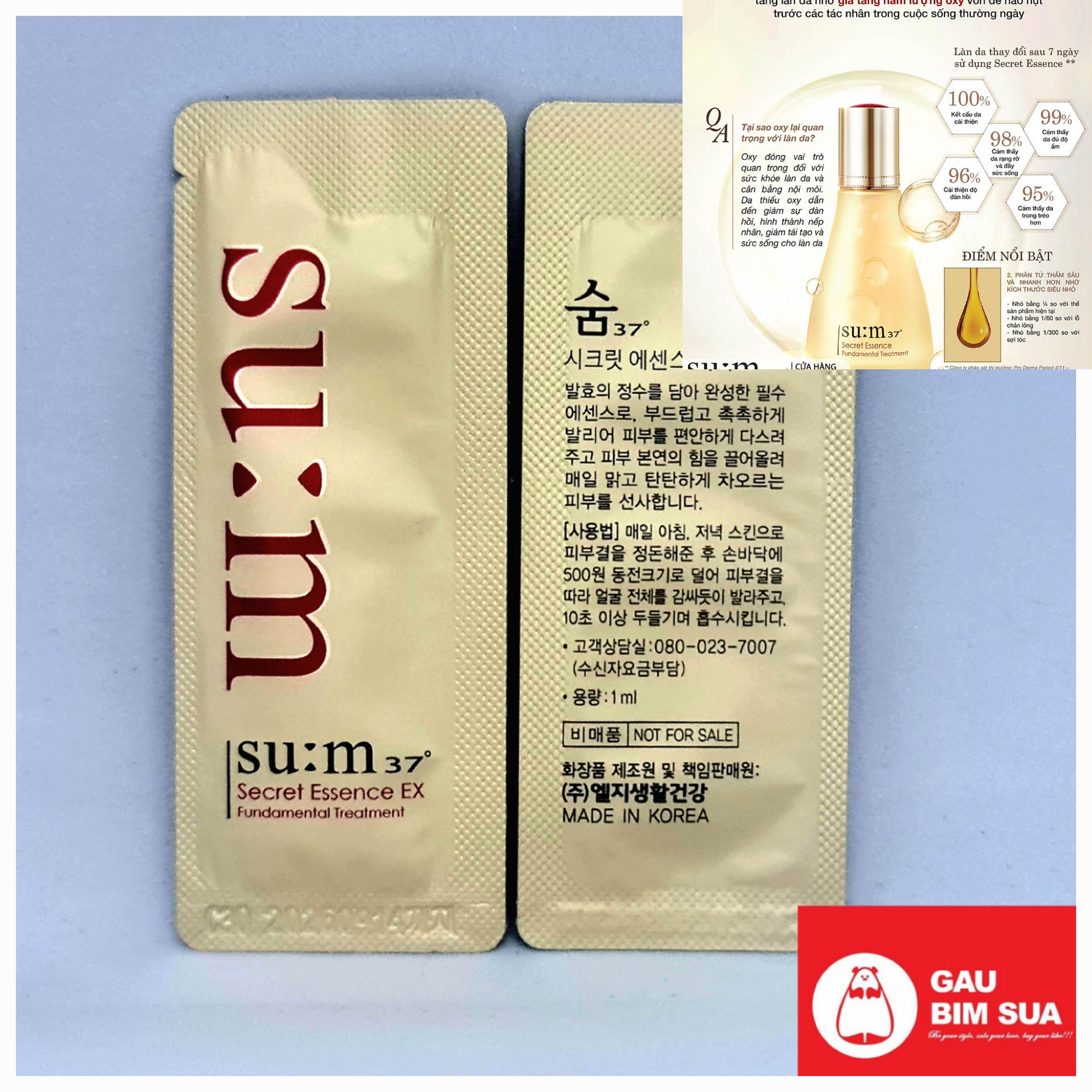 Sum37 Gói Nước thần Su:m37 dịu da chống lão hoá Fundamental treatment Secret Essence Advanced 1ml