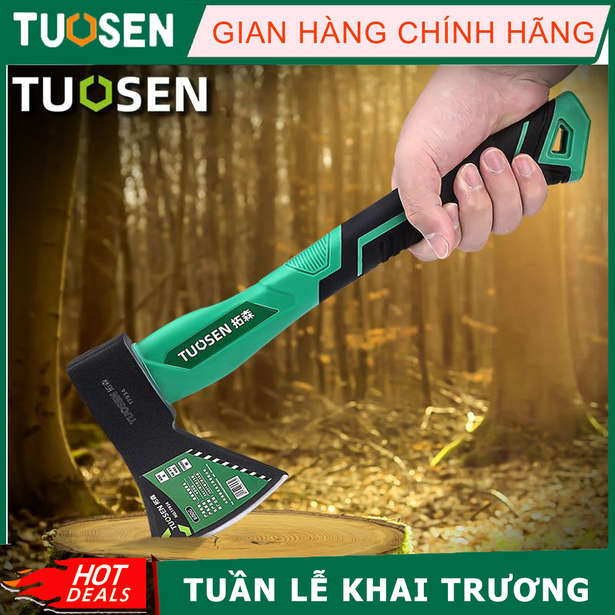Búa rìu 1kg, Rìu cán gỗ TUOSEN (2 lựa chọn)