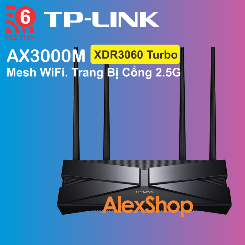 Bảng giá Phát WiFi 6 TP-Link XDR3060 Turbo AX3000 Mesh Hỗ Trợ 192 Người Dùng Cổng 2.5G Phong Vũ